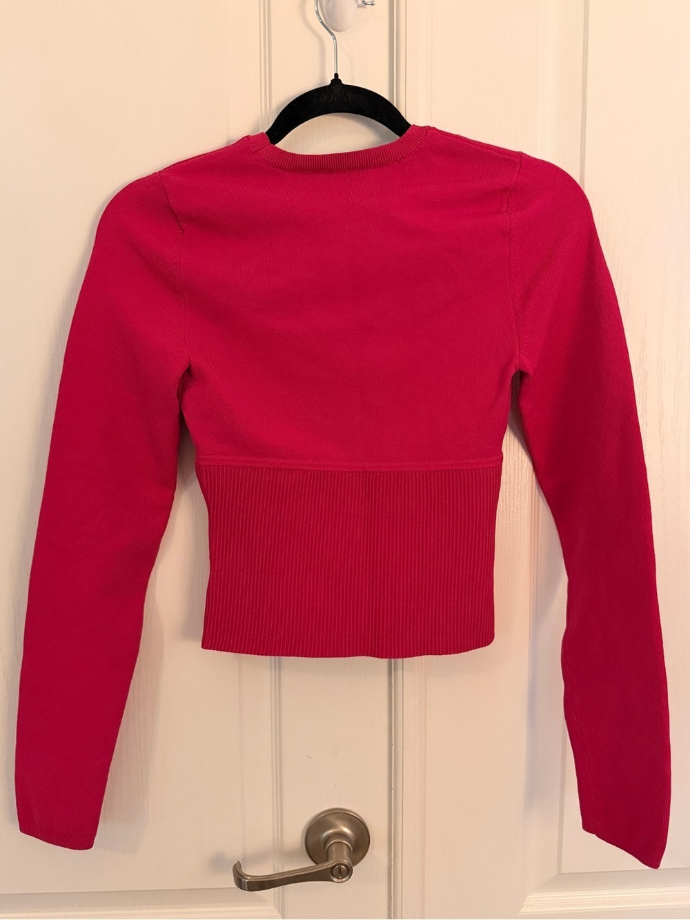ARITZIA BABATON XS Sculpt Knit Empire Longsleeve Sweater Top Hot Pink - Picture 2 of 10